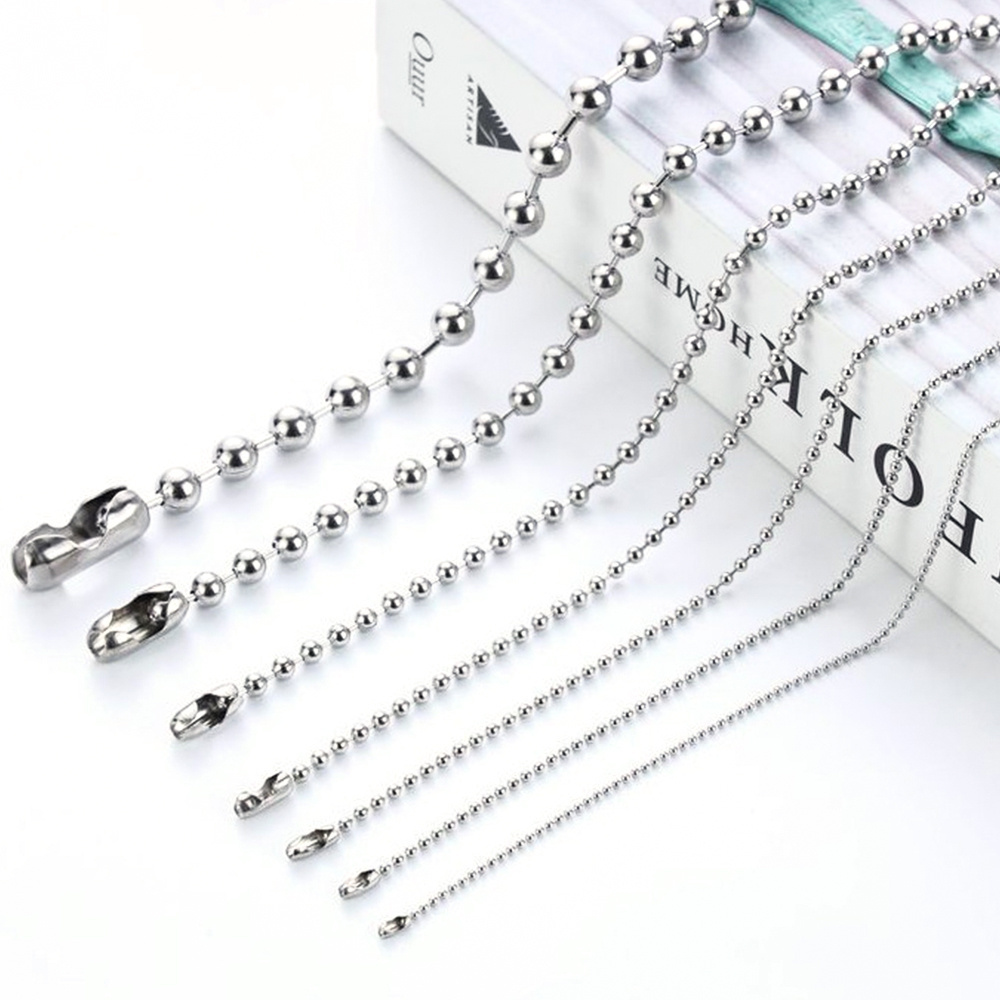 Customized 304 Stainless Steel Metal Ball Chain 1.5mm 8.0mm Bead Necklace Curtain Chain DIY Accessories