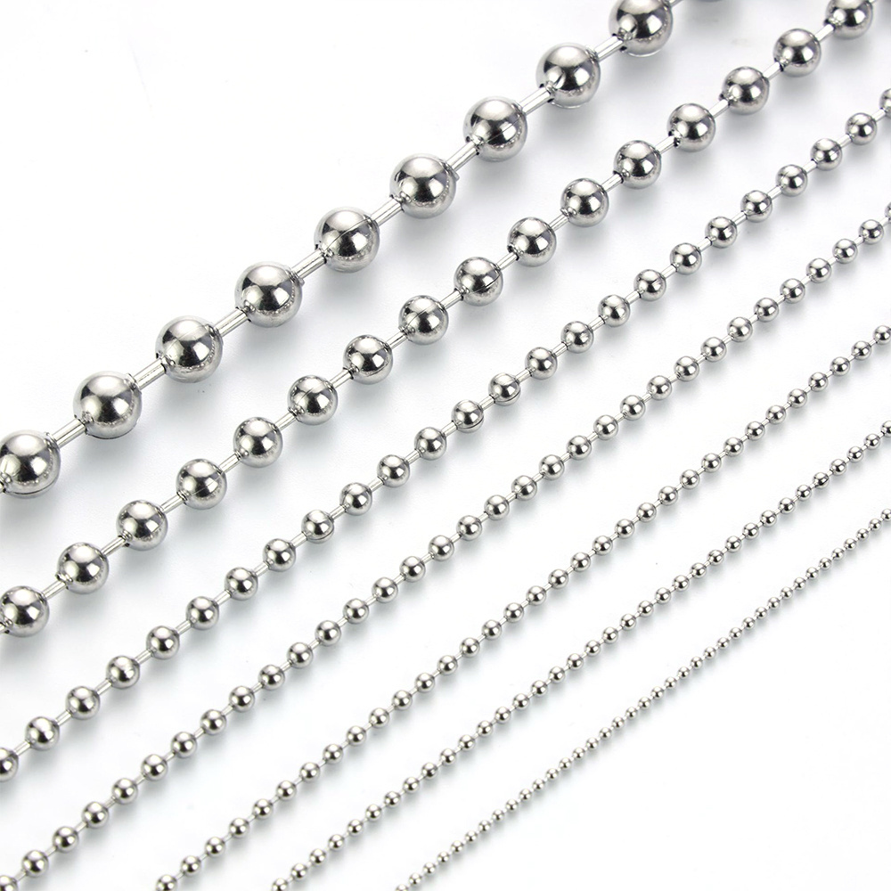 Customized 304 Stainless Steel Metal Ball Chain 1.5mm 8.0mm Bead Necklace Curtain Chain DIY Accessories