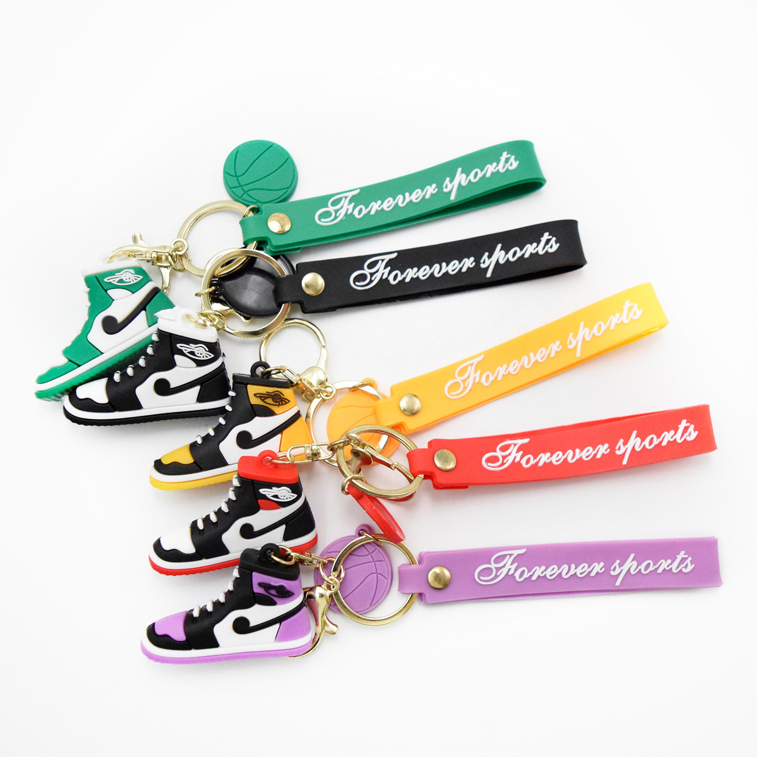 Wholesale cute mini 3D sneakers basketball keychain PVC AJ shoe model keychain