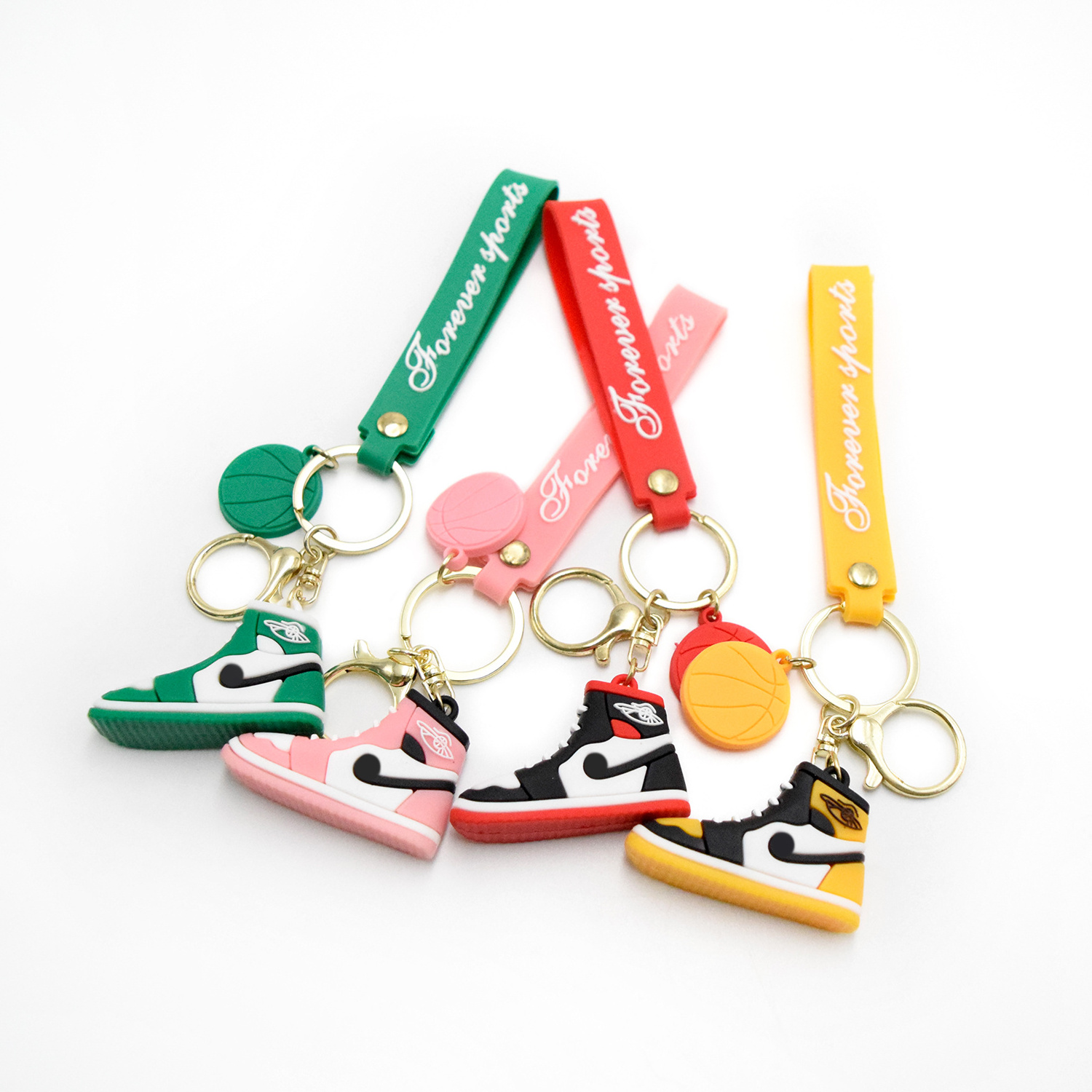 Wholesale cute mini 3D sneakers basketball keychain PVC AJ shoe model keychain