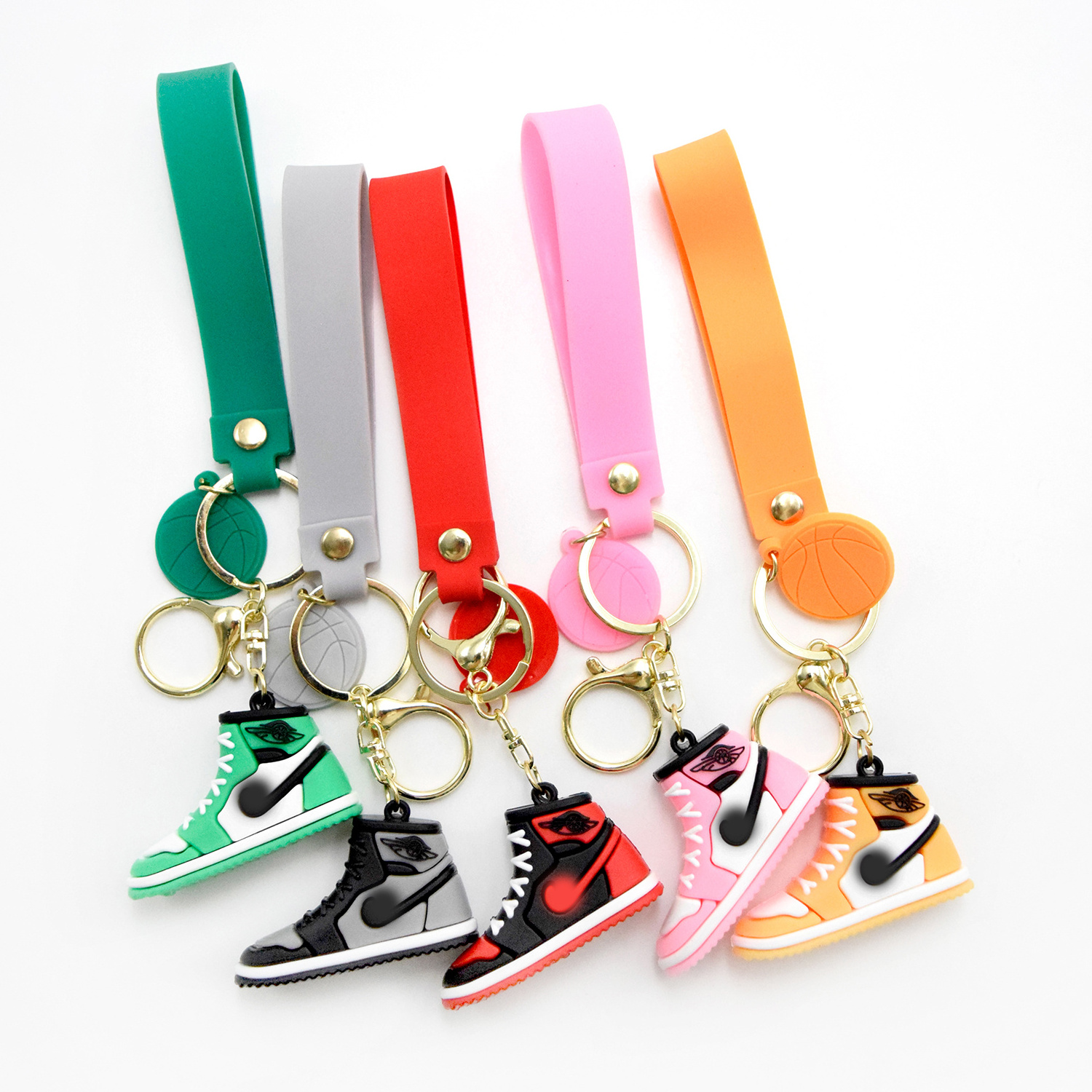 RTS Free Sample Wholesale Soft PVC A J 3D Sneaker Mini Rubber Shoe Keychain