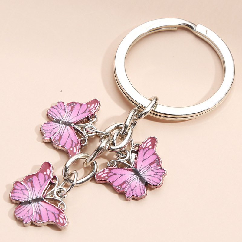 Wholesale Free Sample Customizable Butterfly Shape 3D Girl Metal Keychain