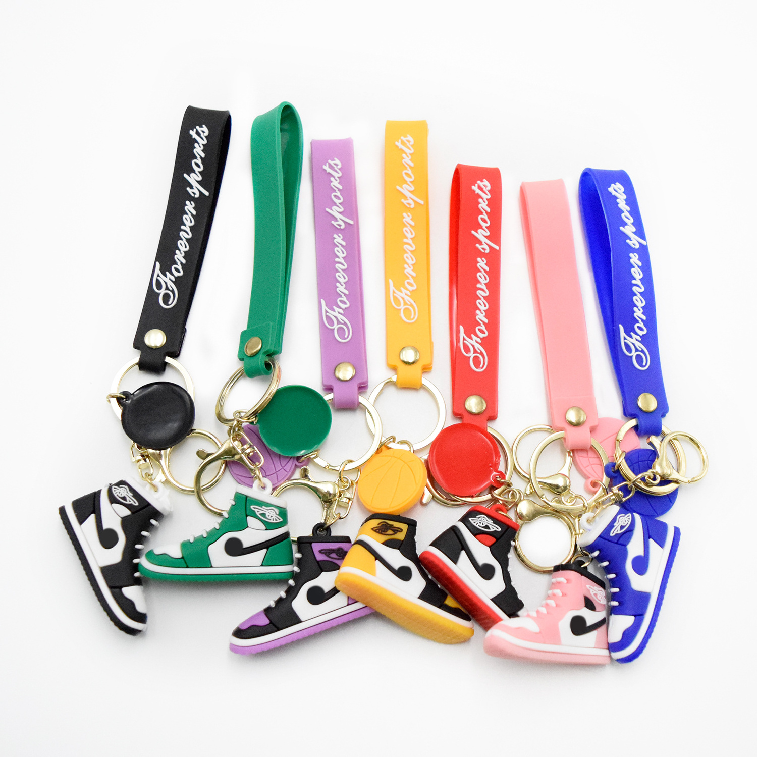 Wholesale cute mini 3D sneakers basketball keychain PVC AJ shoe model keychain