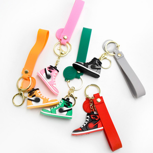 RTS Free Sample Wholesale Soft PVC A J 3D Sneaker Mini Rubber Shoe Keychain