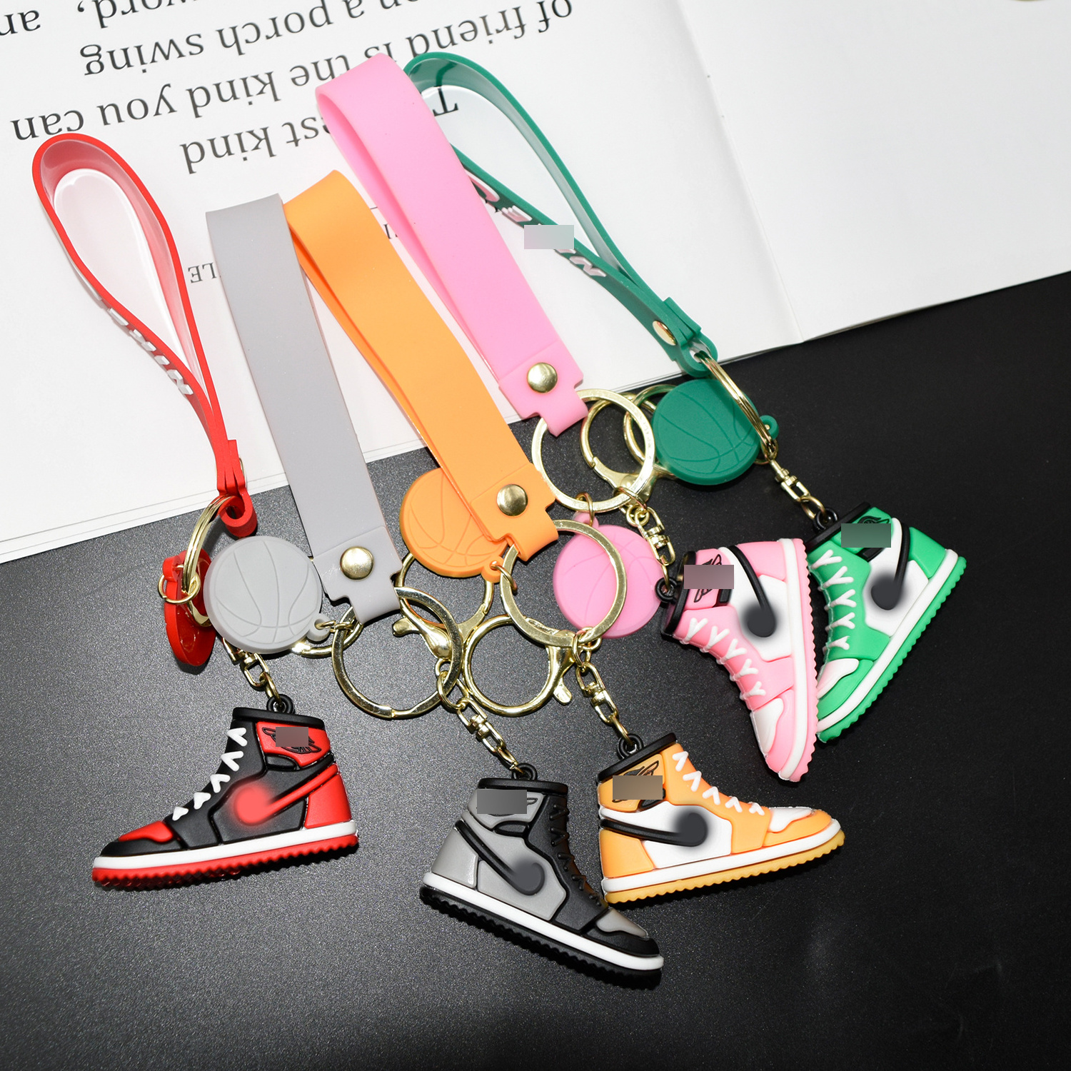 RTS Free Sample Wholesale Soft PVC A J 3D Sneaker Mini Rubber Shoe Keychain