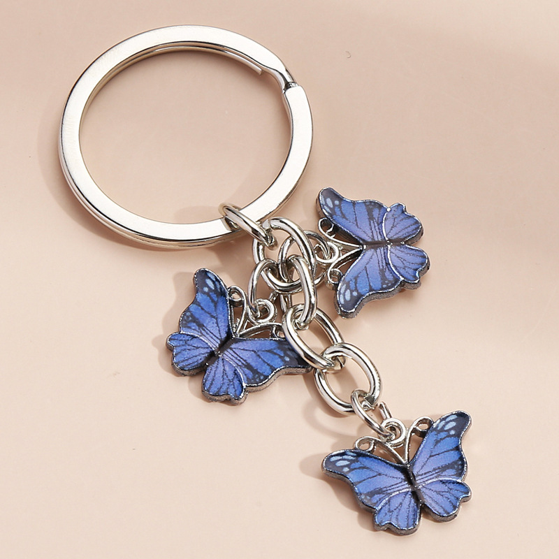 Wholesale Free Sample Customizable Butterfly Shape 3D Girl Metal Keychain