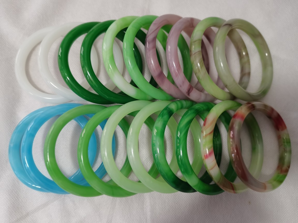 Wholesale glass made jade bracelet jade agate round bar bracelet for women