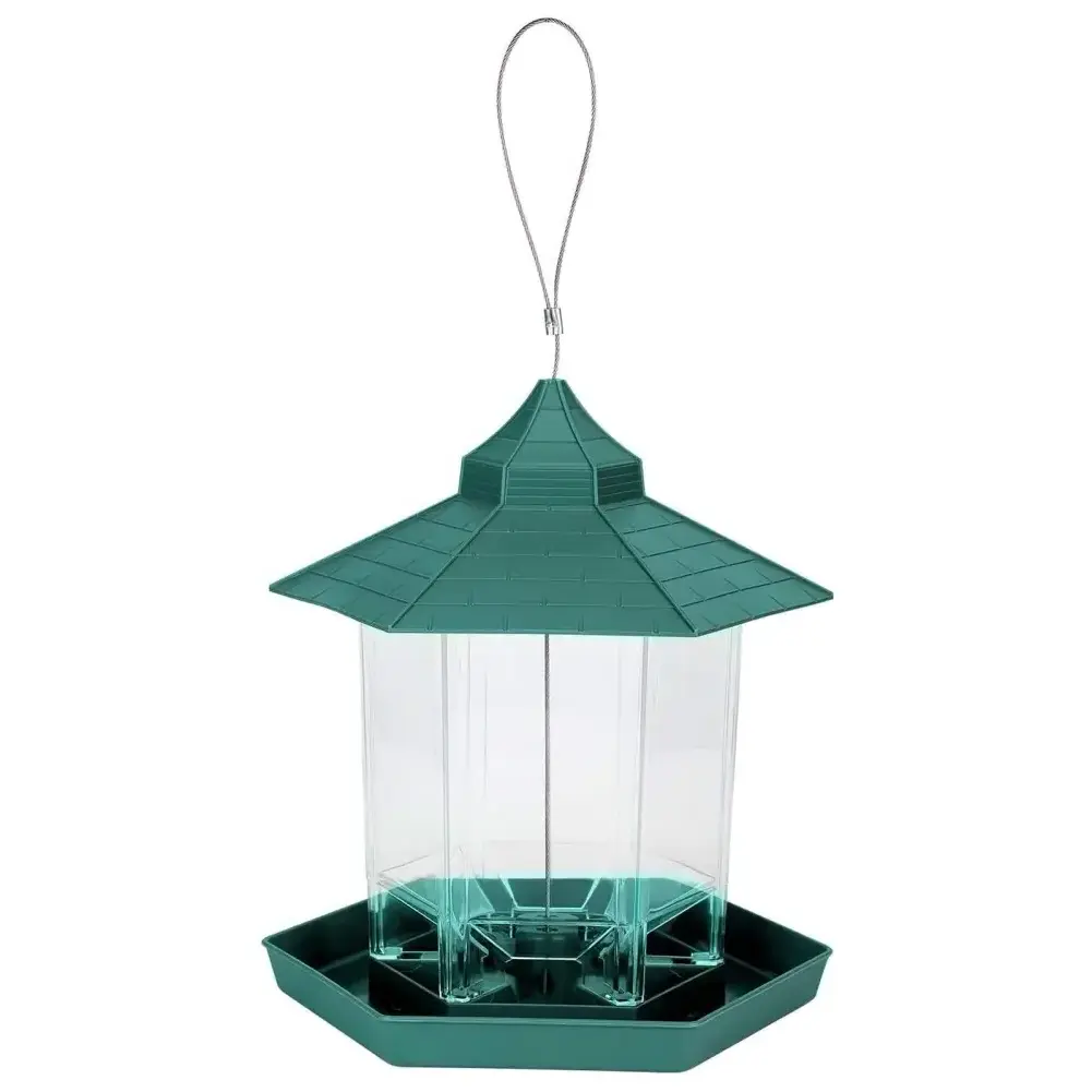 Hot-selling Garden Gazebo Hanging Wild Bird Feeder with Hang Rope, Outdoor Pet Bird Feeding House Type Bird Feeder from factory