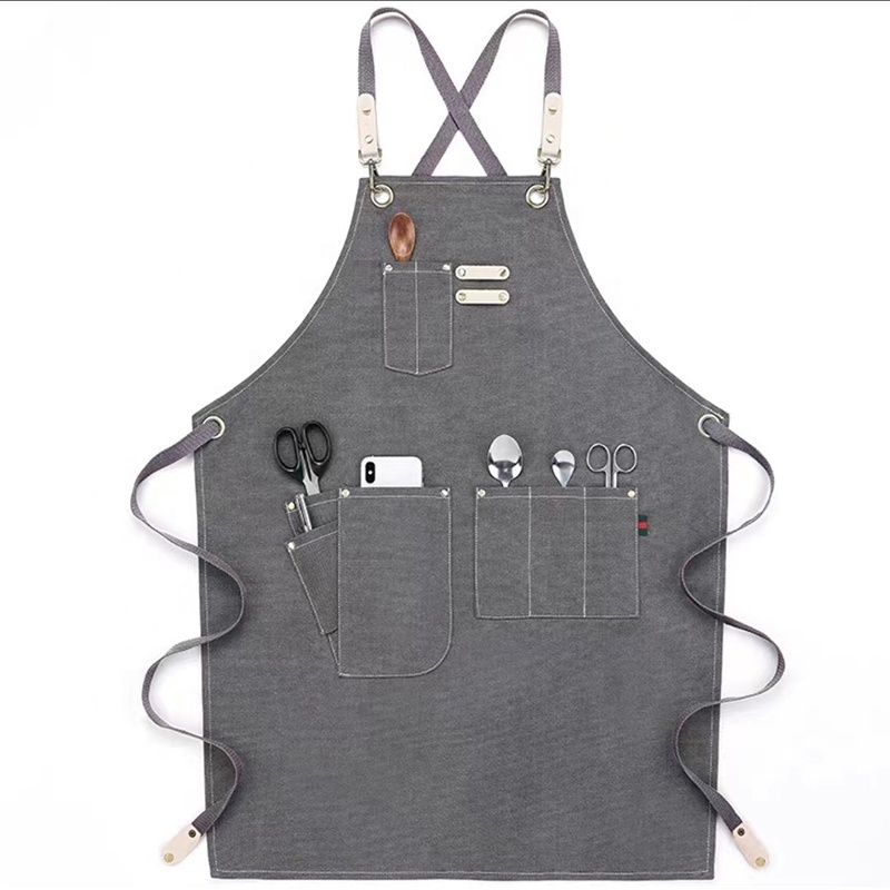 Fashion Japanese High quality adjustable black cotton canvas craftsman Tools Work Florist Garden Fashion custom LOGO apron