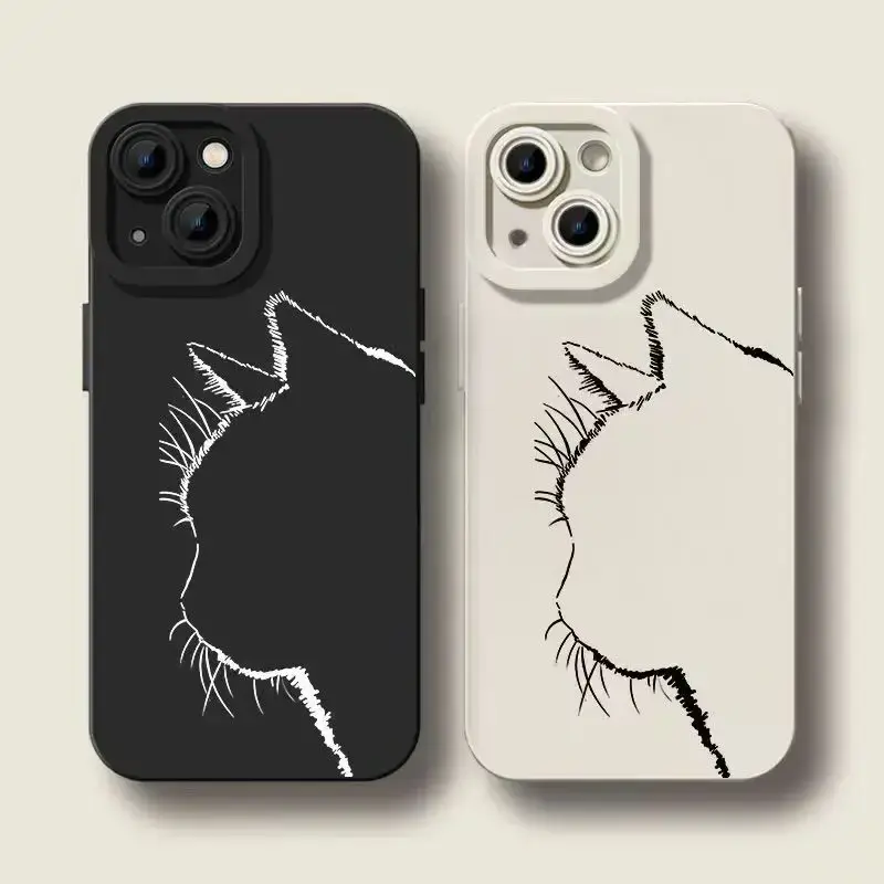 Oil Painting Cat Phone Case For IPhone 15 Pro Max 14 13 12 11 Mini XS X XR SE 2022 7 8 Plus Shockproof Matte Soft Silicone Cover