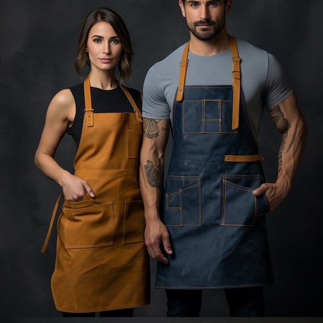 Customizable Logo Vintage Look Kitchen Accessories Nostalgic Style Durable Butcher Heavy Canvas Apron Industrial Apron