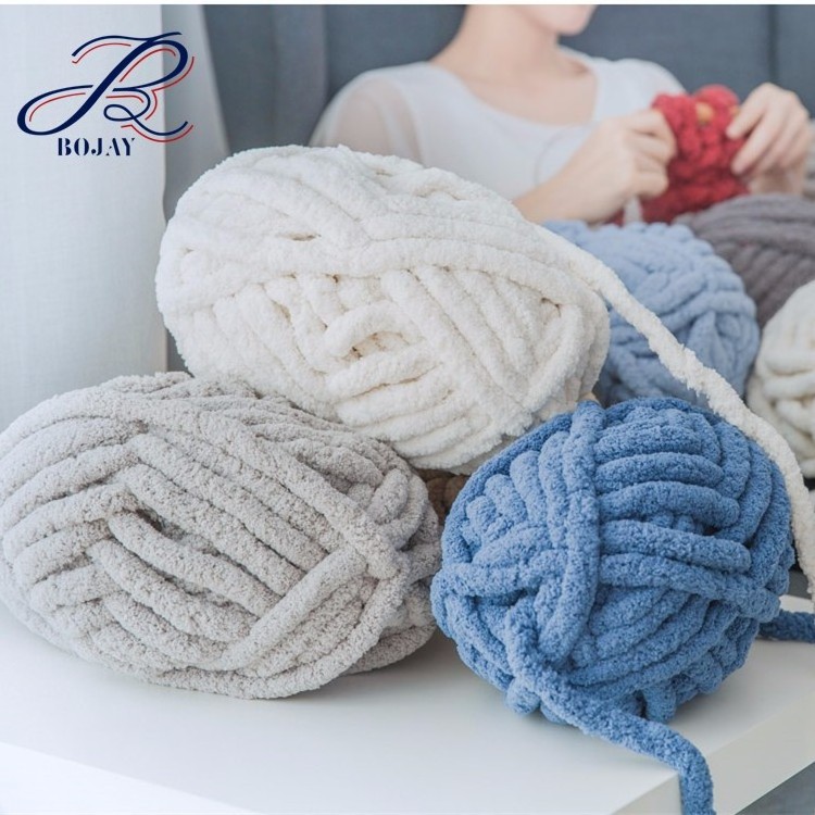 Wholesale Vegan  2cm Super Soft Jumbo Thick Hand Knitting 100% Polyester Chunky Chenille Yarn