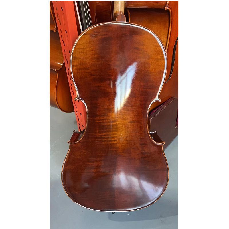 Coffee color flame maple cello tiger pattern professional wood cello 4/4 wholesale cello