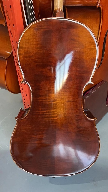 Coffee color flame maple cello tiger pattern professional wood cello 4/4 wholesale cello