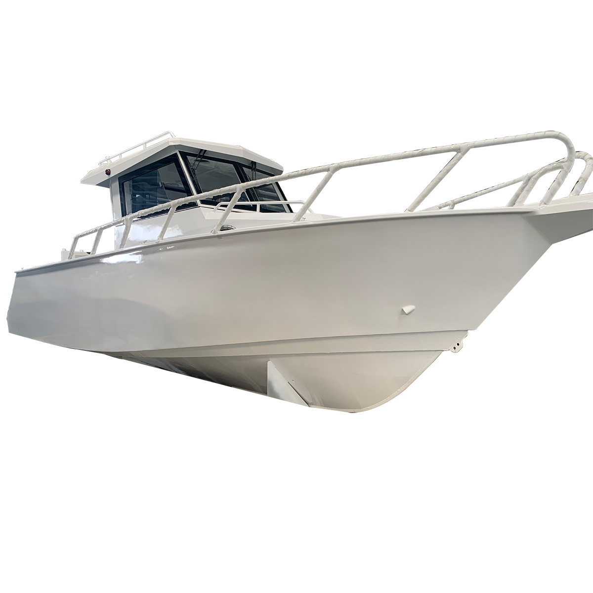 Aluminium fishing boat with closed center cabin