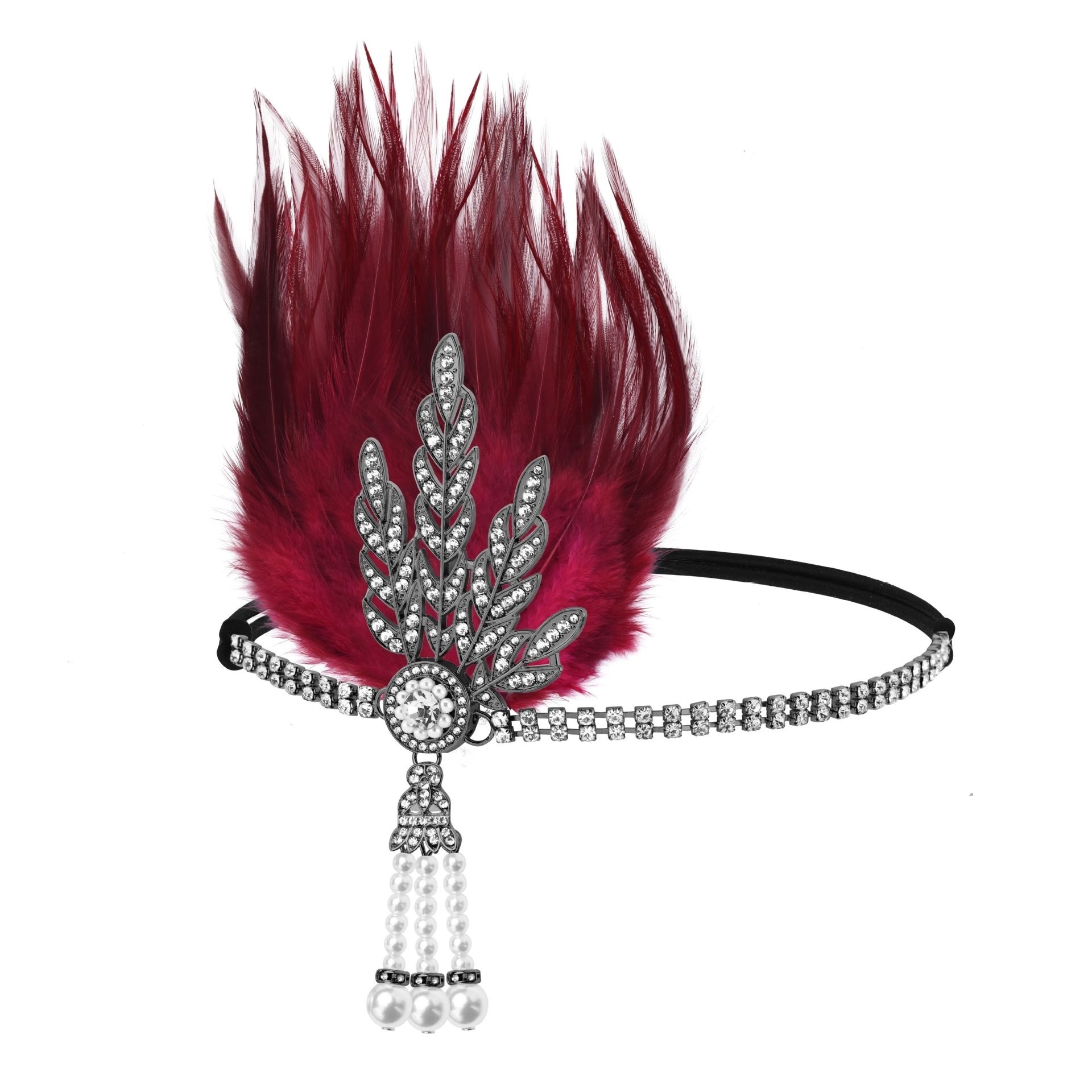 MF-L662 Dressed up for a ballwearing a black feather headdress for a female European and American Gatsby bachelor party Feather