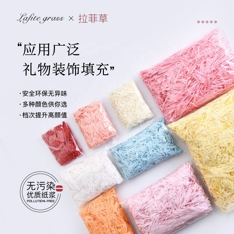 MF-L350Wholesale High Quality Shredded Paper Raffia Grass For Valentine's Day Decoration Gift Box Packing