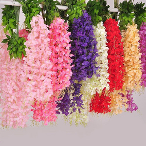 Artificial Flower Wall Silk Flower Wisteria Vine Rattan Hanging Garland for Home Garden Wedding Decoration