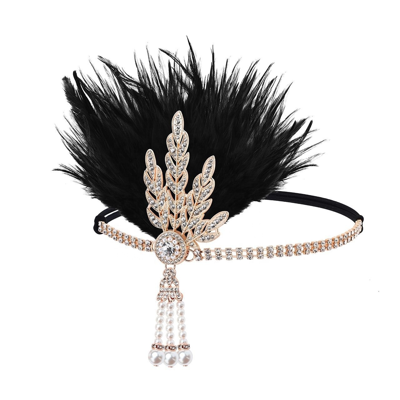 MF-L662 Dressed up for a ballwearing a black feather headdress for a female European and American Gatsby bachelor party Feather