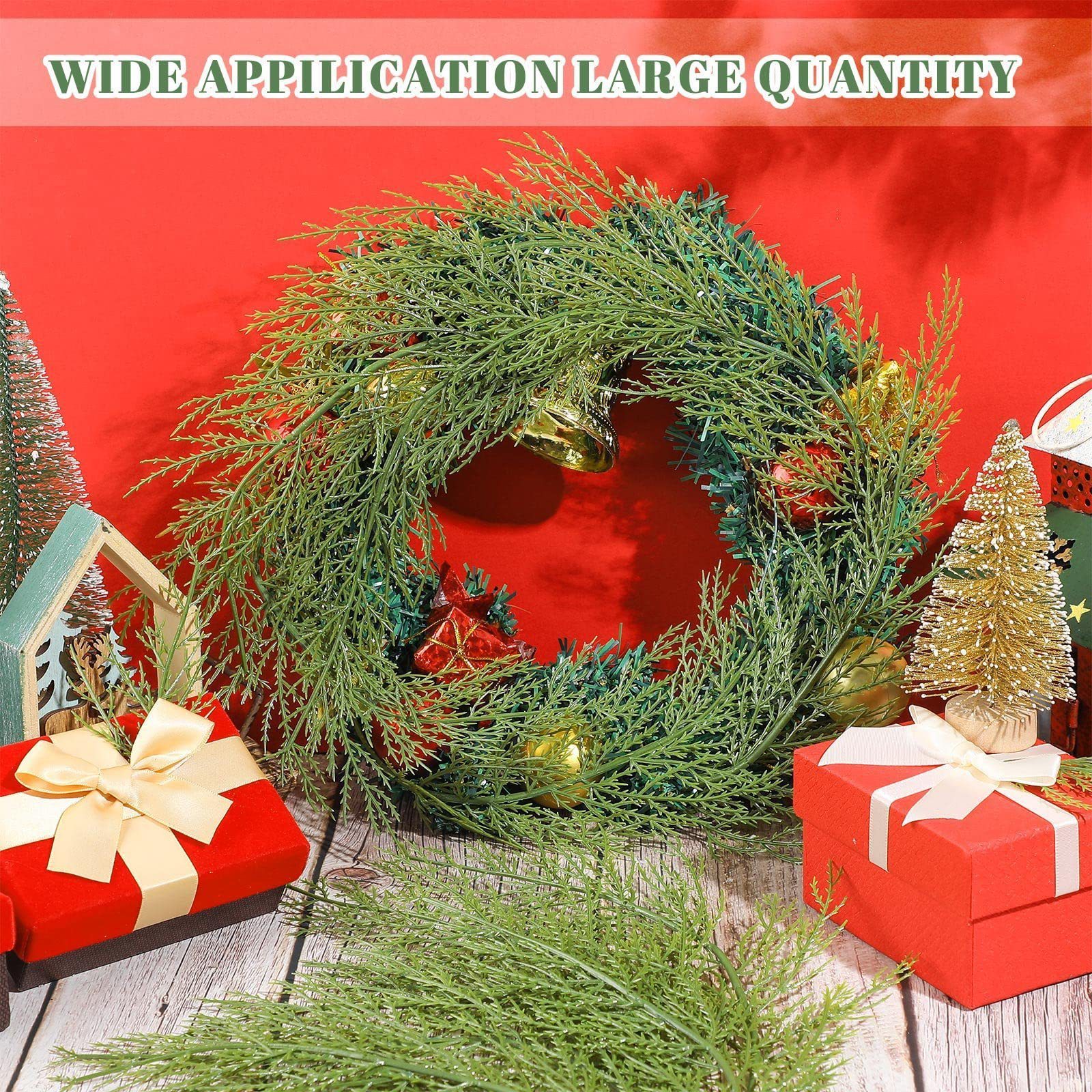 Artificial Pine Branches Fake Green Plant Pine Leaf Picks DIY Wreath Crafts Christmas Decorative Flowers