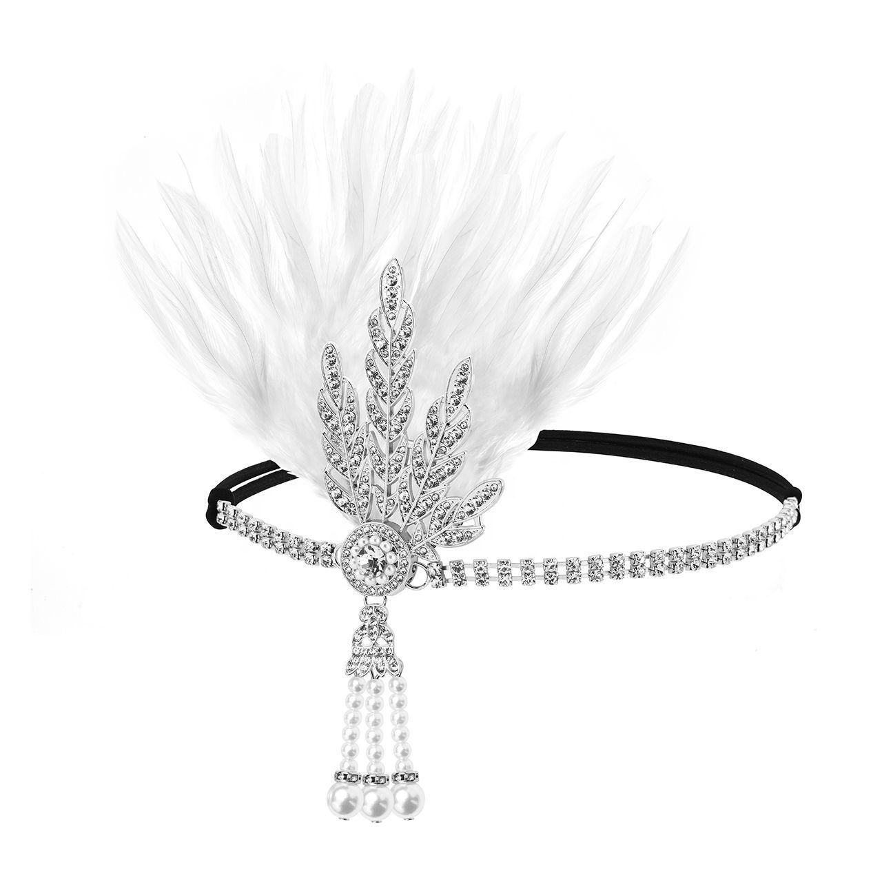 MF-L662 Dressed up for a ballwearing a black feather headdress for a female European and American Gatsby bachelor party Feather