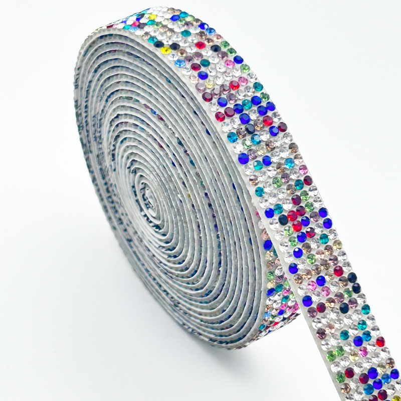 Stock 1 Yard Self-Adhesive Crystal Rhinestone Sheet Diamond Ribbon DIY Decoration Sticker Wrap Car Phone Decoration