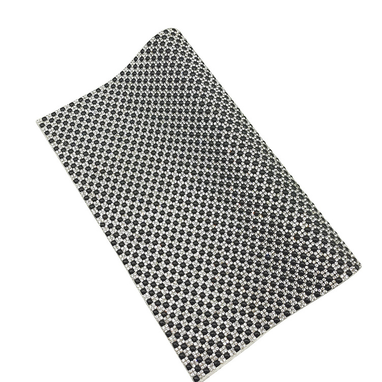 Tongshin Pearls Crystals Rhinestone Mesh Sheet Hotfix Glue Sheets for Rhinestones with Shoes Cap Decoration