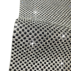 Tongshin Pearls Crystals Rhinestone Mesh Sheet Hotfix Glue Sheets for Rhinestones with Shoes Cap Decoration