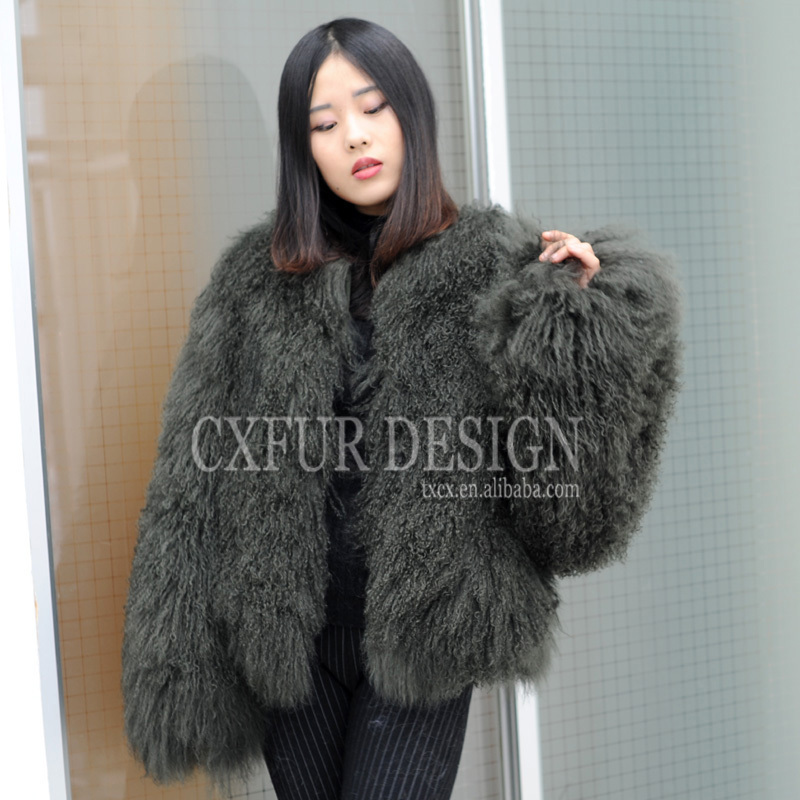 CX-G-A-27C Classic Long Hair Ladies Overcoat Mongolian Lamb Fur Jackets for Winter Women Fur Coat