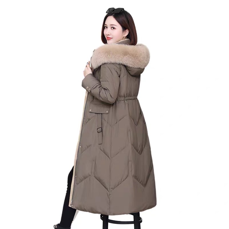 CX-G-D-33 High Quality Waterproof Fabric Fox Fur Women's Down Jacket Down Coat