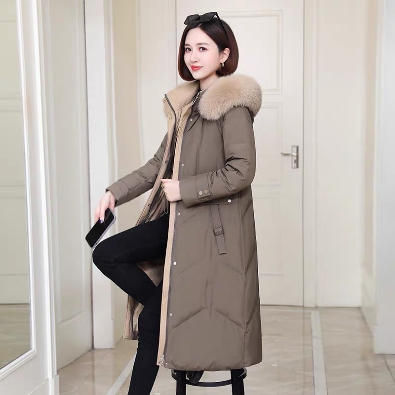 CX-G-D-33 High Quality Waterproof Fabric Fox Fur Women's Down Jacket Down Coat