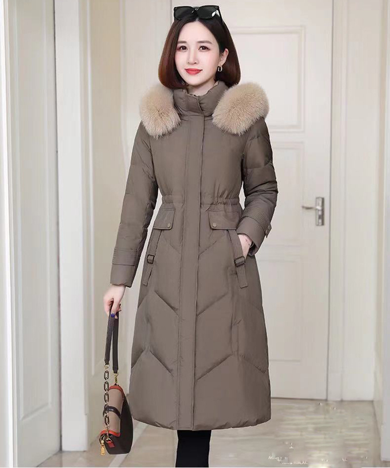 CX-G-D-33 High Quality Waterproof Fabric Fox Fur Women's Down Jacket Down Coat