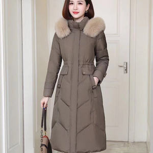 CX-G-D-33 High Quality Waterproof Fabric Fox Fur Women's Down Jacket Down Coat