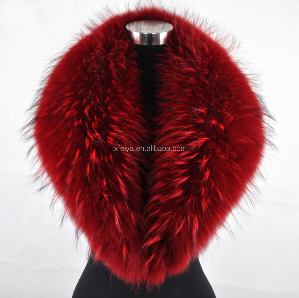 Ladies Fashionable Genuine Big Raccoon Fur Collar Design