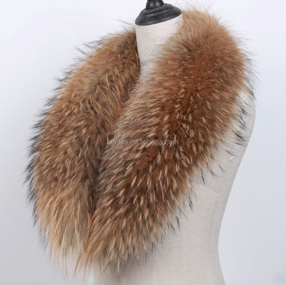 Ladies Fashionable Genuine Big Raccoon Fur Collar Design