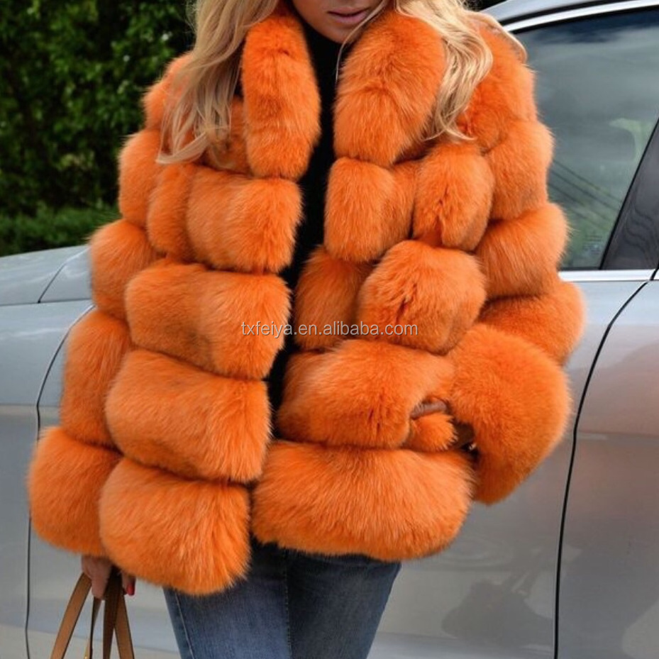 Finland Whole Skin Fox Fur Overcoat Winter Women Fur Coat Jacket