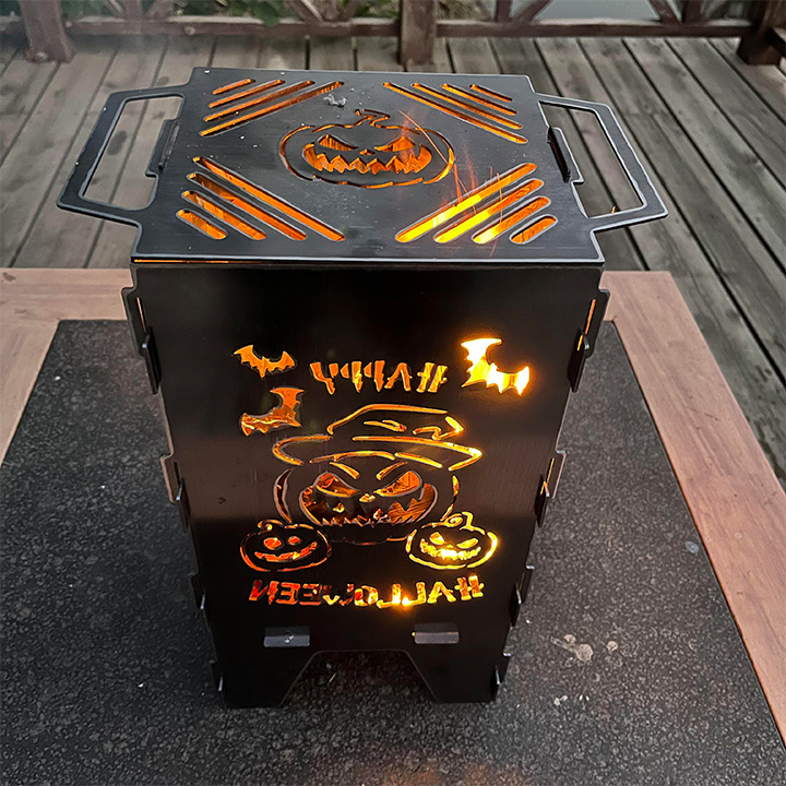 Round Fire Pit Heavy Duty Metal Grate Rustproof Table Top Fire Pit