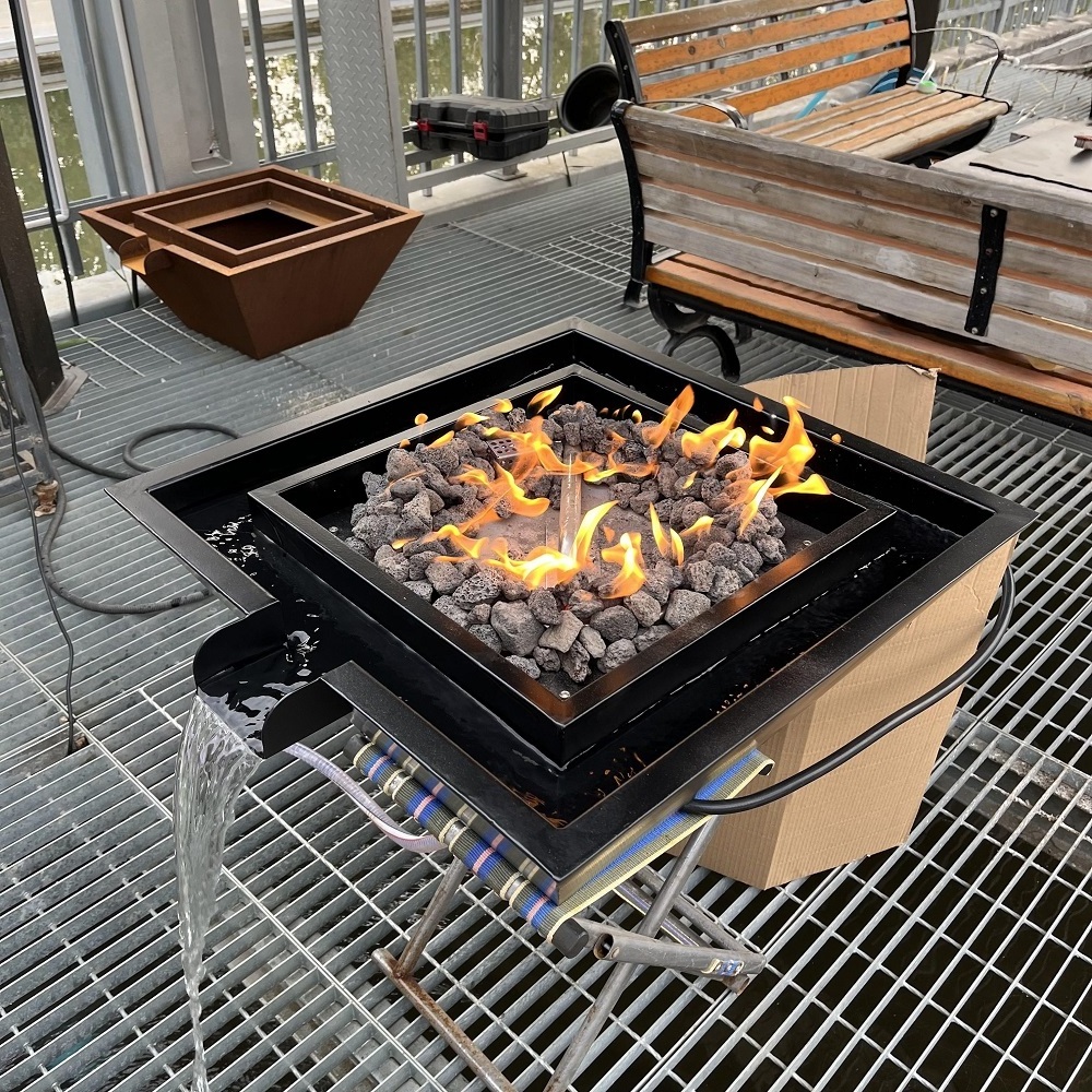 table gas firepit patio square corten steel tabletop outdoor fire pit fire pits gas outdoor enjoy garden life