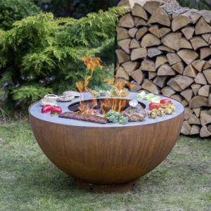 corten steel fire pit  bbq charcoal outdoor cooking corten steel bbq grill wood fire outdoor grill