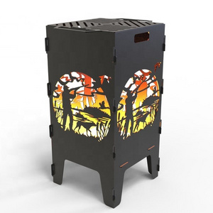 Outdoor Metal Fire Pit Rectangular Nature Gas Propane Fireplace