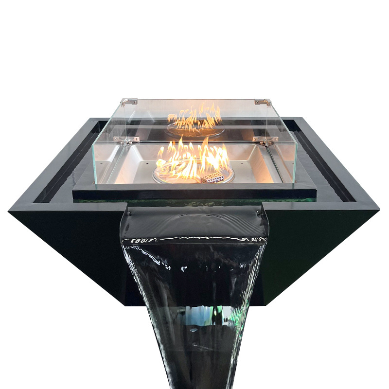 Remote control Gas fire pit with water for Garden decoration Stainless steel burner water gas fire pit color powder