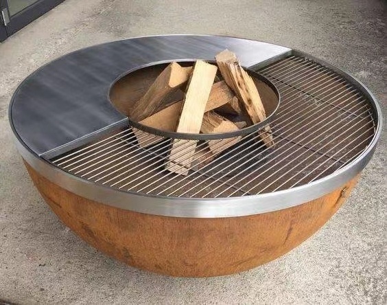 corten steel fire pit  bbq charcoal outdoor cooking corten steel bbq grill wood fire outdoor grill