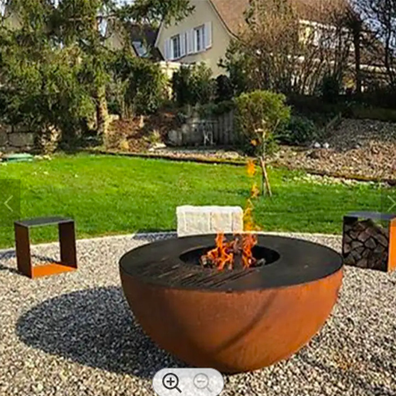 Outdoor BBQ  grill assembly Metal Fire Pit Corten Steel