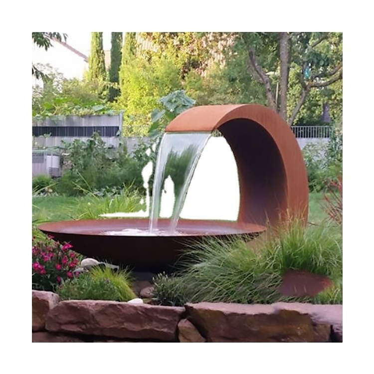 1.8m corten steel pond wall water feature artificial waterfall outdoor fountain for swimming pool