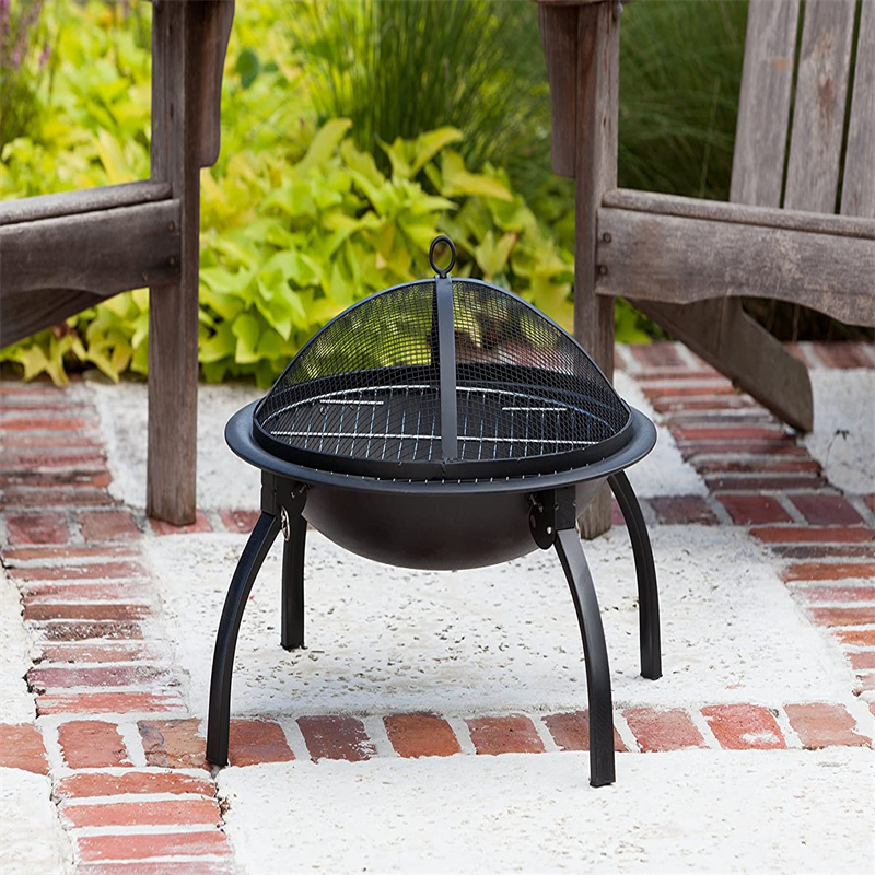 Camping Stylish Design Bbq Brazier Folding Legs Firepit Charcoal Fire Pit With Cover