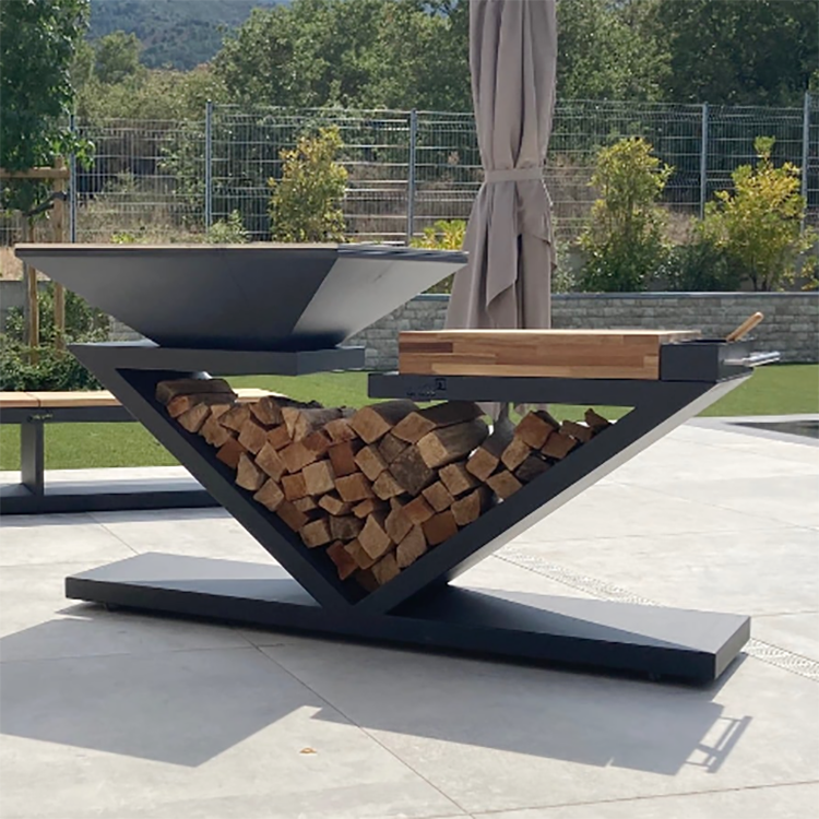 Outdoor Fireplace Bbq Charcoal Wood Burning Barbecue Stove Corten Steel Fire Pit Bbq Grill