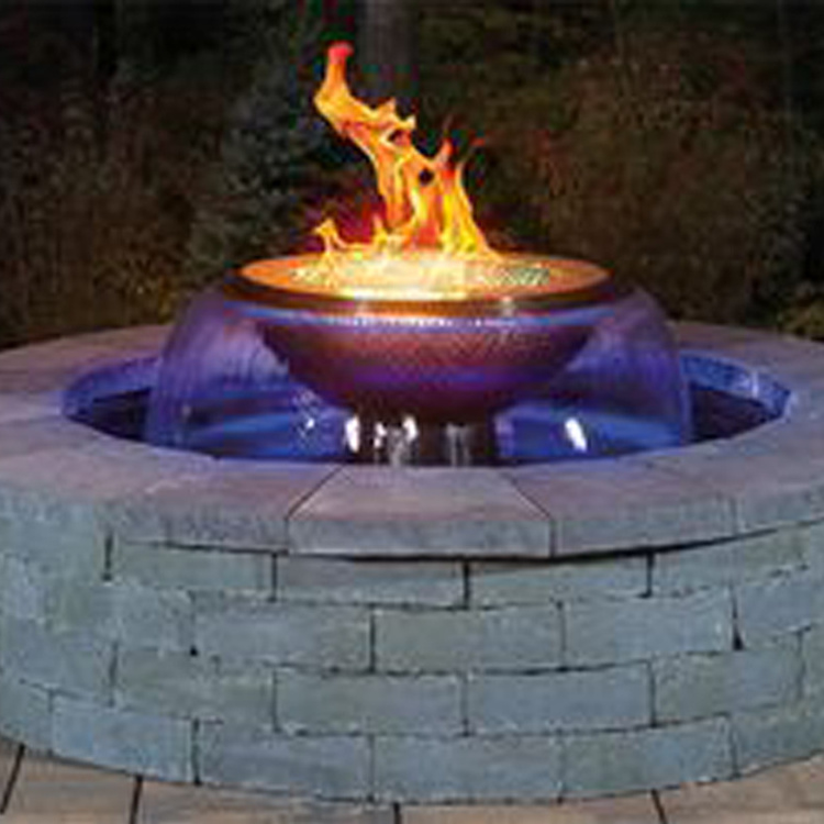 corten steel gas Fire pit with water feature for garden swimming pool