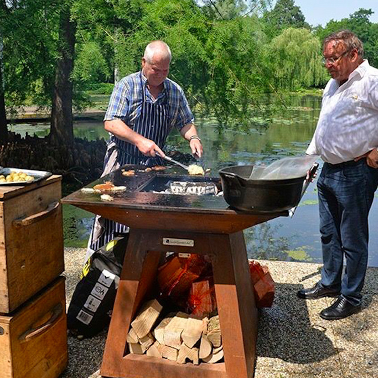 Customized size Outdoor Cooking Corten Steel Fire Pits Grill Table Bbq