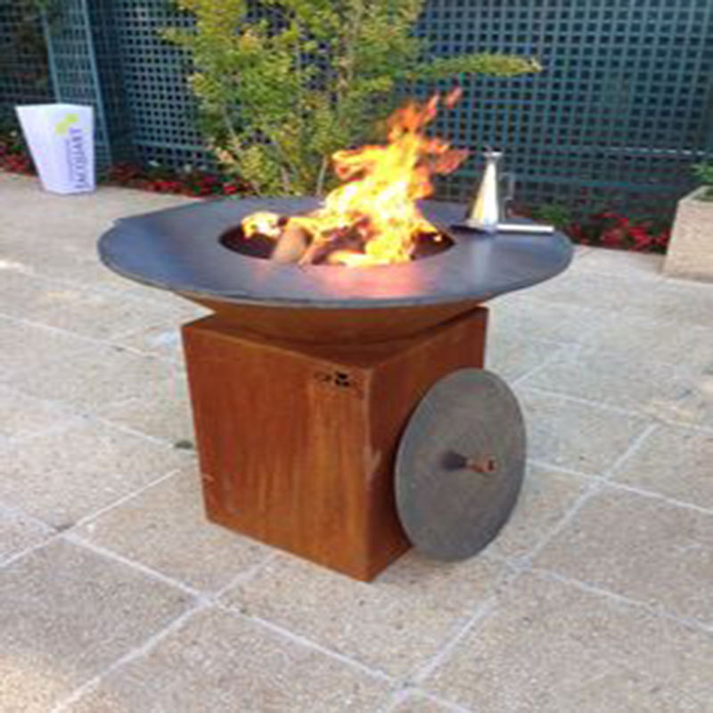 Customized size Outdoor Cooking Corten Steel Fire Pits Grill Table Bbq