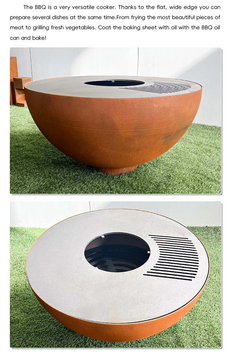 corten steel fire pit  bbq charcoal outdoor cooking corten steel bbq grill wood fire outdoor grill